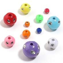 50-1000pcs/Pack Solid Color Acrylic Rhinestone Round Beads, 4-12mm Candy Color Rhinestone Beads For DIY Bracelet Necklace Decoration, Phone Chain Accessories - Randomly Mix Colors - View 8