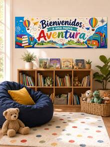 1pc Spanish Back To School Banner Decoration, Colorful Classroom Welcome Sign, Rainbow Art Theme Educational Wall Banner, Inspirational Spanish Teacher Classroom Decor - Multicolor - View 23