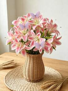 1/3/6pcs Artificial Plants Artificial Flowers Lily Home Decor Tabletop Decor Floral Arrangement Artificial Flowers Artificial Ornaments Plastic Flowers Garden Decor Wedding Decor Bouquet Fake Flowers Back To School Season Room Decor School Supplies - Multicolor - View 8