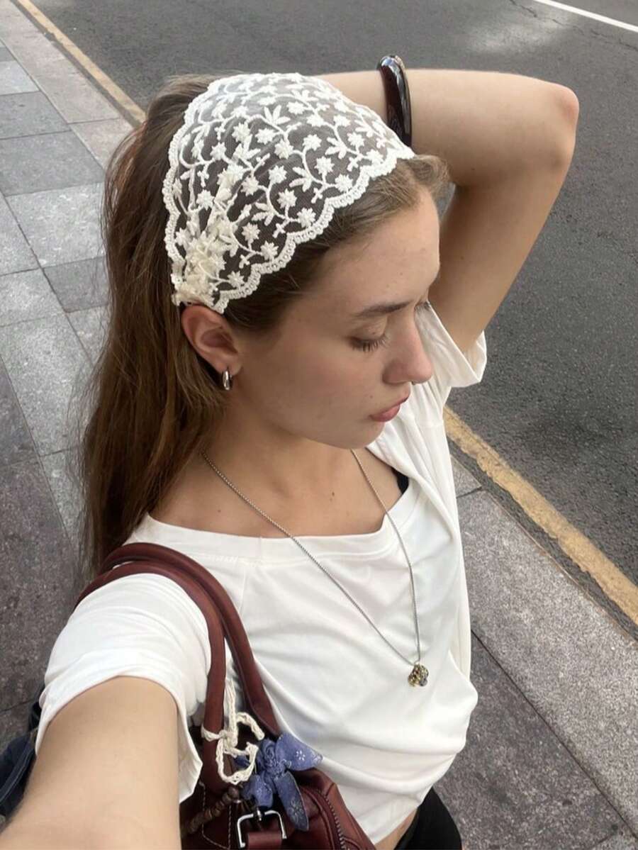 1件裝女款花卉豹紋柔軟防滑髮箍,瑜伽運動髮飾 - 白色 - 查看 1