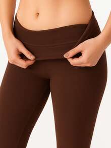 Flannel Pants For Cold Weather With Warm Lining, High Waist, Sizes S To XL. - Rust Brown - View 6