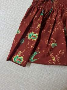 波西米亚风露肩上衣，印花遍布全身，荷叶边下摆，适合夏季度假穿着 - 彩色 - 查看 8