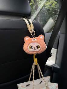 1pc Cute Cartoon Character Head Decor Car Seat Back Hook, Multifunctional Invisible Hanger For Car Seat Back, Car Interior Storage Hook, Car Decor & Storage Accessory - A - View 8