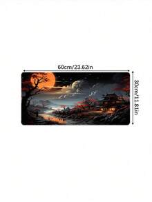 Japanese Temple Red Maple Moon Night Gaming Mouse Pad, Large Extended Desk Mat With Anti-Slip Rubber Base & Locking Edge, Halloween Decorations And Gifts - View 14