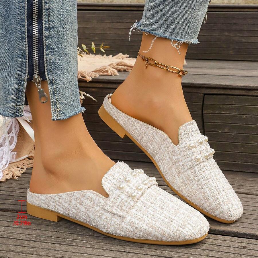 New Stylish Lightweight Slip-On Mule Slippers For Women, Summer Outdoor Wear - White - View 1