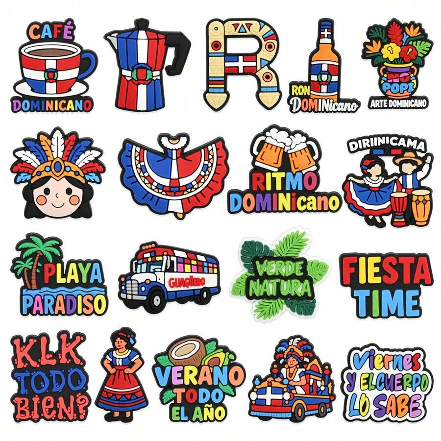 10/14/18PCS Dominican Republic Shoe Charms Set, PVC Shoe Decorations, Shoe Accessories Charms, Gift Idea For Birthday Christmas Party Favors