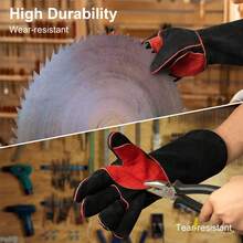 Cowhide Heavy Duty Work Gloves, 16-In Thermal Long Sleeve Heat/Fire Resistant Stick, MIG, TIG Welding & Forge Use, Heavy Duty Gloves - 1 - View 5