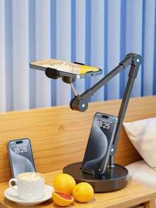 Desktop Dual-Phone Stand - 2-In-1 Simultaneous Holder With Weighted Base And 360° Adjustable Arms - Ideal For Live Streaming, Overhead Shots, And Online Learning - Common Mobile Phone Models - View 9