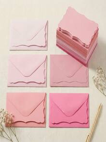Shades Pink Wave/100pcs (50 Envelopes +50 Cards)/10X7Cm Small Gift Envelopes/Ideal For Wedding Invitations, Gift Cards, Crafts Birthday Party, Thank You - Sets - View 2