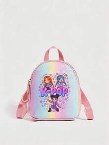 1 chiếc balo cổ điển dễ thương cho bé gái, balo in hình nhóm nhạc phù thủy K-Pop, balo cầu vồng, túi đeo vai, ví hình trái tim, dây đeo vai có thể điều chỉnh, quà tặng lý tưởng cho ngày Valentine, phù hợp sử dụng hàng ngày, ngoài trời, đi học, du lịch, leo núi, dễ mang theo, nhẹ, phong cách thường ngày. - Hồng - Xem 4