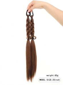 2pcs 20 Inch Synthetic Long Braided Ponytail Hair Extensions With Rubber Band For Women Daily Use Braided Hair Bundles - Multicolor - View 2