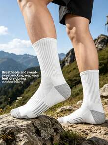 1/6 paires de chaussettes de sport mi-mollet de couleur unie pour hommes, chaussettes décontractées confortables et respirantes, convenant pour le port quotidien, le cyclisme, la randonnée, l'escalade et d'autres sports, toutes saisons - Multicolore - Voir 6