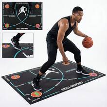 1pc Basketball Skill Grip Mat - Footwork Training Pad With Step Guidance, Anti-Slip For Dribbling & Shooting Drills,Basketball Footwork Training Mat - Marked Step Positions (Open Stance/Drop/Reset), Non-Slip Skill Practice Pad - Black - View 2