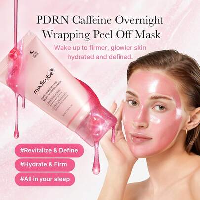 Medicube - Maschera notte avvolgente alla caffeina rosa PDRN 75 ml - Maschera notte