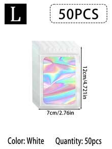 100/10pcs Transparent Holographic Bags, Odor-Proof Packaging Bags, Sealed Bags, Polyester Film Food Storage Bags, Zipper Sealed Bags, Polyester Film Holographic Resealable Bags, Suitable For Party Foods, Jewelry, Etc. - Multicolor - View 25