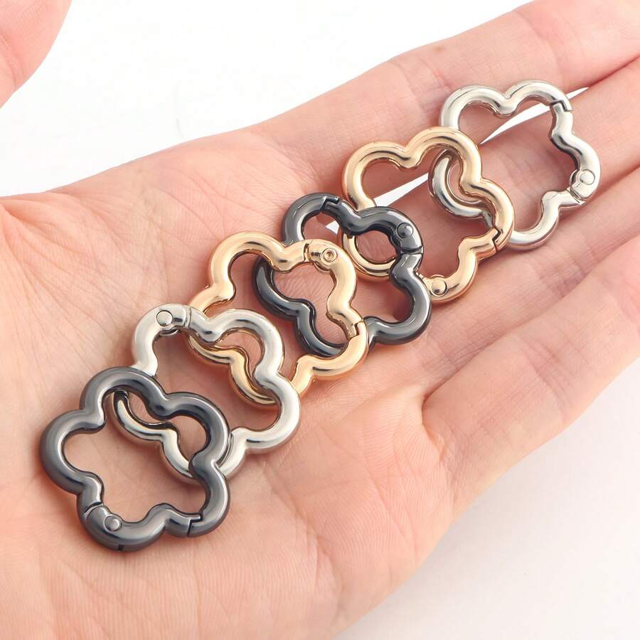 5pcs Flower Spring Buckle Clasp For Handbag Backpack Purse Charms DIY Purse Buckle,Bag Making Supplies - Multicolor - View 1