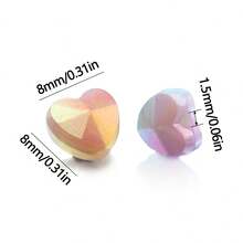 50 Peças Contas Acrílicas em Formato de Coração Multicoloridas de 8mm - Contas de Joias em Cores Arco-Íris, Adequadas para Pulseiras DIY, Colares, Brincos - Materiais Únicos de Artesanato com Contas Decorativas - Faça você mesmo contas de coração de cor sólida - Visão 7