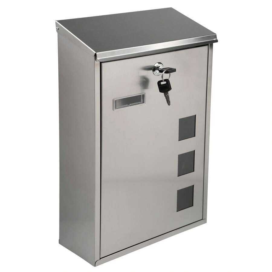 Crystals Wall Mounted Lockable Letter Post Box Stainless Steel Mailbox With Newspaper Holder - Mailbox - View 1