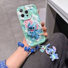 Disney Has Authorized, Phone Case - Chain Set, The Stitch Lilo & Stitch 3D Phone Case Plus A Silicone 3D Stitch Bracelet With Metallic Ring Removable Bracelet, Stitch And Angel Pattern, Compatible With Iphone17/16/15/14/13/12/11/XS/XR/X Plus Pro Max, A Stylish Cartoon Phone Case, The Perfect Gift Choice, Phone Protection, Durable Phone Cover, Great Gift For Friends And Family. - 白色 - 查看 6