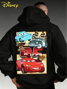 Oversized Disney Cars Hoodie, "95" Lightning McQueen Double-Sided Graphic, Streetwear Casual Pullover For Men & Women - màu đen - Xem 2