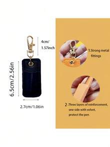1 pieza Estuche de cuero creativo para bolígrafos con llavero desmontable, adecuado para bolsos o cordones, compacto y antiperidida, opciones de varios colores, textura fina, un compañero de oficina práctico y elegante para la protección de bolígrafos. - A - Ver 2