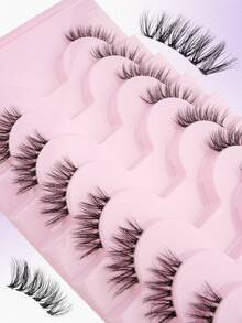 10 Pairs Natural Fluffy Half-Eye Lashes, Faux Mink Thick Cluster Appearance False Eyelashes, Suitable For Women's Daily Wear And Makeup - 黑色 - 查看 5