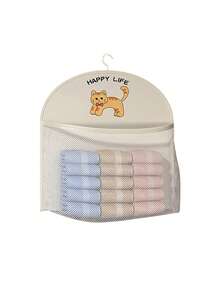 1 pieza Bolsa de almacenamiento colgante de malla de una sola capa para pañales de bebé, calcetines y toallas, con diseño de gancho incorporado, soluciones de almacenamiento para la guardería - Multicolor - Ver 3