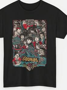 T-shirt Y2K da uomo, taglio ampio, con stampa di motivi accattivanti ispirati a "I Sette Tesori", 230GSM, tessuto pesante - include personaggi come pirati, teschi e scienziati - maglietta a maniche corte con scollo rotondo, resistente e casual, modello base per l'estate, taglie forti, ideale per la famiglia, con motivi esclusivi per la Festa del Papa, il Giorno dell'Indipendenza e la Dichiarazione di Indipendenza, una T-shirt alla moda per uomo/donna, perfetta per l'estate. - nero - Visualizzare 1