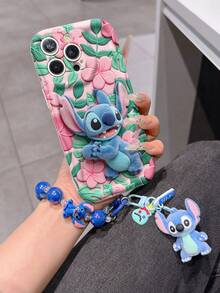 Disney Has Authorized, Phone Case - Chain Set, The Stitch Lilo & Stitch 3D Phone Case Plus A Silicone 3D Stitch Bracelet With Metallic Ring Removable Bracelet, Stitch And Angel Pattern, Compatible With Iphone17/16/15/14/13/12/11/XS/XR/X Plus Pro Max, A Stylish Cartoon Phone Case, The Perfect Gift Choice, Phone Protection, Durable Phone Cover, Great Gift For Friends And Family. - trắng - Xem 1