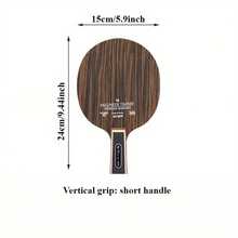 Table Tennis Paddle Blade - Long Handle, High-Quality Paddle, Enhances Control And Spin Performance, Practical Table Tennis Paddle | Elegant Wooden Handle | Smooth Polished Paddle Surface - Brown - View 10