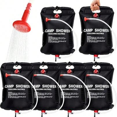Solar Shower Bag, 5 Gallons/20L Camping Shower Bag, Portable Shower Bag With Removable Hose And On-Off Switchable Shower Head For Camping Beach Swimming Outdoor Traveling