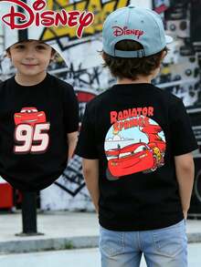 Disney Cars Lightning McQueen Baby T-Shirt 6-36 Months Unisex Toddler Top, Double Sided 95 Racing Graphic,  Everyday Wear, Express Delivery - 黑色 - 查看 1