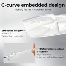 nailpop Molde de uñas de espacio negativo de 2 capas, el diseño en capas puede incrustar decoraciones, flores secas, diamante de imitación, surco de conformación francesa autocontenido, fácil de usar, amigable para principiantes para un efecto de manicura profesional - transparente - Ver 4