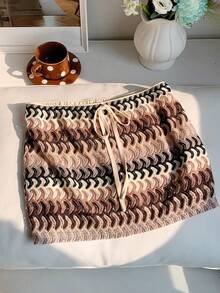 Falda informal con rayas de colores para mujer - Multicolor 5 - Ver 1