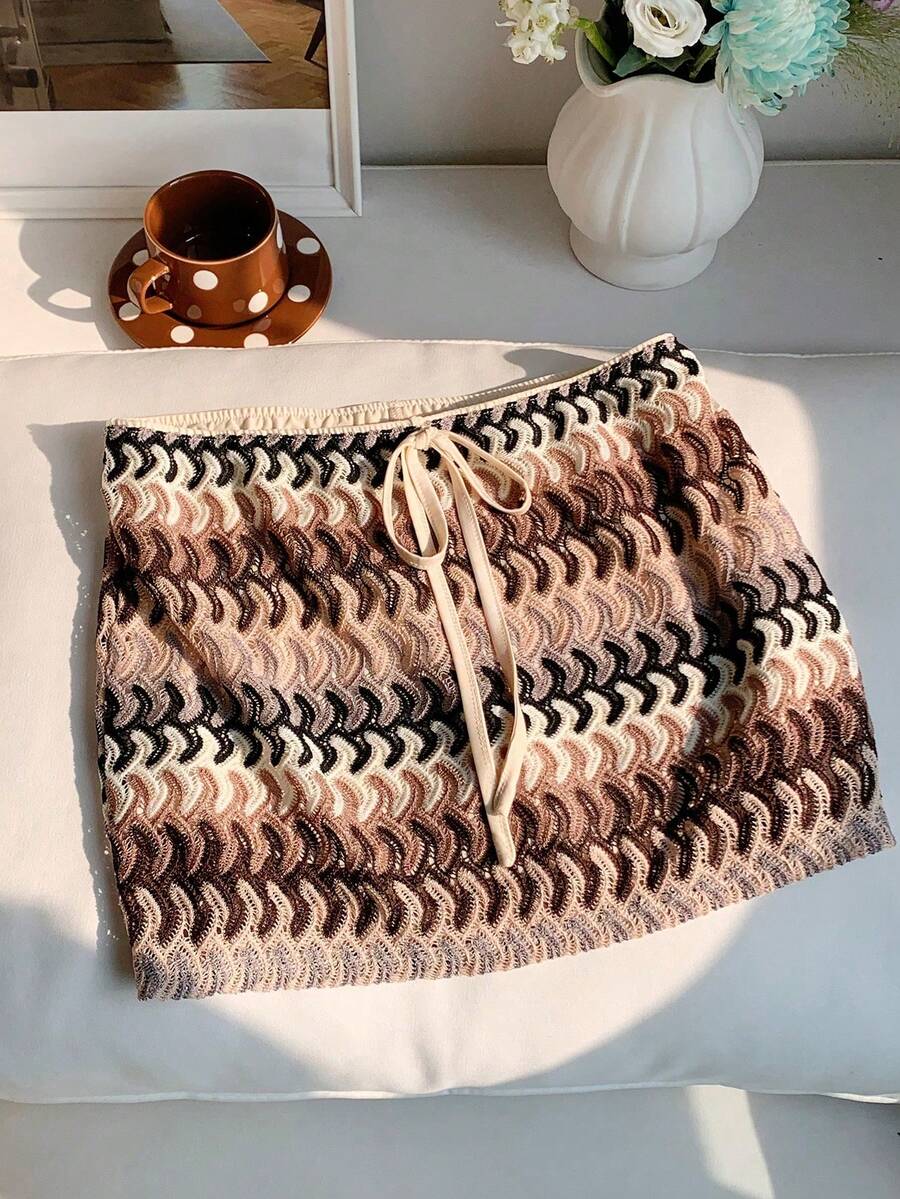 Falda informal con rayas de colores para mujer - Multicolor 5 - Ver 1
