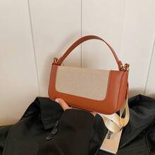 Bolso de Cuero Genuino para Mujer, Elegante Bolso de Mano y de Hombro para Oficina, Citas y Fiestas 2026, Diseño Personalizado, Moderno y a la Moda, Nuevo, con Solapa Simple, Patchwork, Bolso Pequeño Cuadrado de Color en Contraste para Mujer, Bandolera y de Hombro. - Azul - Ver 8