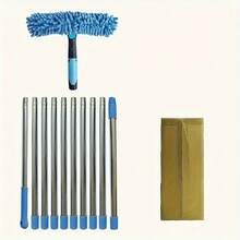 445cm 窗戶清潔器 2合1 清潔工具 刮水器附伸縮桿，居家玻璃清潔小幫手 - 藍色1件 - 查看 8