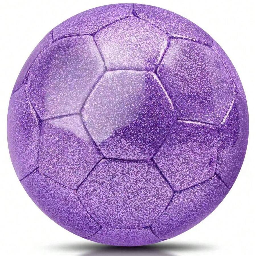 Size 4 Glitter Pink Soccer Ball For Training Recreation Playing Outdoor Sports School Teen Youth Birthday Gift Accessories - 閃光紫 - 查看 1