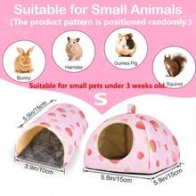 2 buah Sarang Persembunyian Hamster, Tempat Tidur Kelinci yang Dapat Dicuci dengan Terowongan Hamster, Mainan Tempat Tidur Hamster, Aksesoris Kandang Persembunyian Kelinci, Cocok untuk Hamster, Musang, dan Kelinci - A-merah muda - View 16