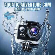 1080P Action Camera, 2-Inch LCD Screen, 5MP, 170° Wide Angle Lens, 1050mAh Removable Battery, Waterproof Diving Camera Suitable For Swimming, Skiing, Climbing, Cycling And Outdoor Sports - View 2