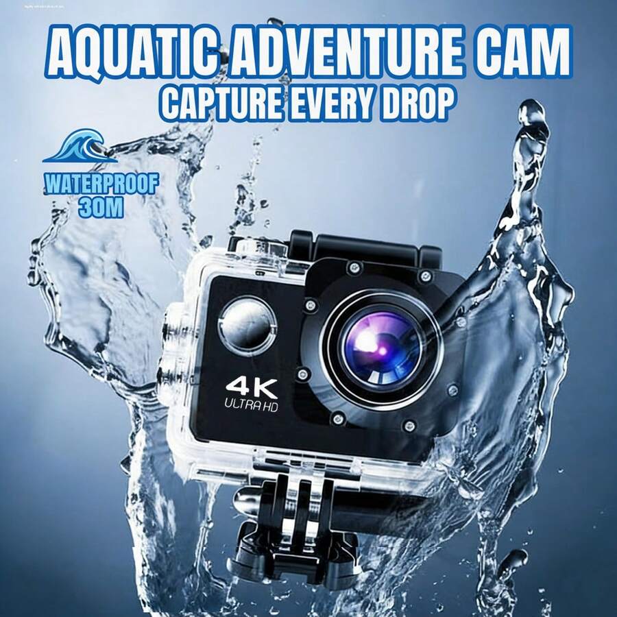 1080P Action Camera, 2-Inch LCD Screen, 5MP, 170° Wide Angle Lens, 1050mAh Removable Battery, Waterproof Diving Camera Suitable For Swimming, Skiing, Climbing, Cycling And Outdoor Sports