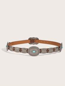1 chiếc thắt lưng nữ phong cách Bohemian cao bồi phương Tây, khóa bạc cổ điển trang trí đá ngọc lam, chất liệu PU màu nâu, phù hợp cho quần jean, chân váy ngắn, mặc hàng ngày, phong cách thời trang, hoạt động ngoài trời, tiệc tùng, Giáng sinh, Valentine, tựu trường, Halloween, lễ hội âm nhạc, phụ kiện thu/đông, trang phục mọi mùa, dành cho nữ, mẹ, đi làm hàng ngày, du lịch, quà tốt nghiệp, sinh nhật, phong cách Bohemian, vintage, du lịch - Phụ kiện bạc cổ màu nâu - Xem 4