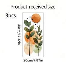 1/3/5pcs Boho Botanical Wall Decal Abstract Minimalist Green Leaves Orange Sun Geometric Wall Stickers Removable PVC For Living Room Home Office Bedroom Aesthetic Decor - Bohemian Leaves - View 6