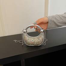 Bolso de cuero genuino para mujer, elegante bolso de mano y de hombro para oficina, citas y fiestas. Sencillo, exclusivo, de alta calidad, brillante, elegante, moderno, nuevo diseño de verano 2026, bolso cruzado para uso diario. - Dorado - Ver 3