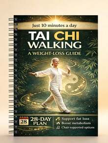 1 Tai Chi Walking Phiên bản Nâng cao: Kế hoạch 28 ngày | Luyện tập 10 phút mỗi ngày, các động tác minh họa dần dần giúp cải thiện thăng bằng và vượt qua nỗi sợ bị ngã | Đóng gáy lò xo, giấy - A5 - Xem 5
