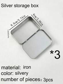 3/2/1pc Silver Metal Hollow Rectangular Hinge Tin Can - Sticker Mini Portable Box, Used For Storing Push Pins, Gifts, Jewelry, Pills, Candies, Matches, Soap, Sewing Supplies. Returning School, Outdoor Travel Supplies, Gifts For Christmas Gifts - Silver - View 15