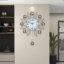 Large Wall Clock For Living Room Decor, Giant Big Silent Decorative Cryastl Modern Battery Operated Metal Wall Clock For Kitchen, Bedroom, Oversized Non Ticking Luxury Wall Clock,22 Inch - 銀色 - 查看 7