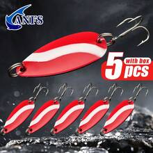 ANFS 5pcs Metal Fishing Lures - Rotating Lures With Portable Storage Box, Hard Metal Lures, Spoon-Shaped Blade Fishing Lure Set - Multicolor - View 1