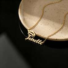 Personalized Graduation Cap Name Necklace, Stainless Steel Delicate Collarbone Chain - Multicolor - View 4