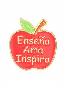 Épingle de revers en émail "Enseña Ama Inspira" Apple, broche d'appréciation des enseignants - Rouge - Voir 8